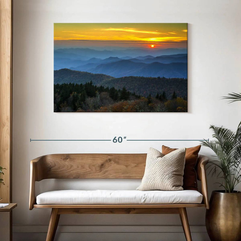 Kerrick Blue Ridge Mountains, coucher de soleil, H 30 po x l 45 po
