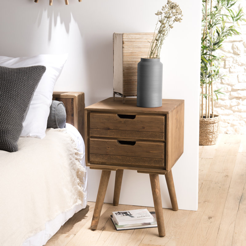Caskey 40cm W Solid + Manufactured Wood Bedside Table