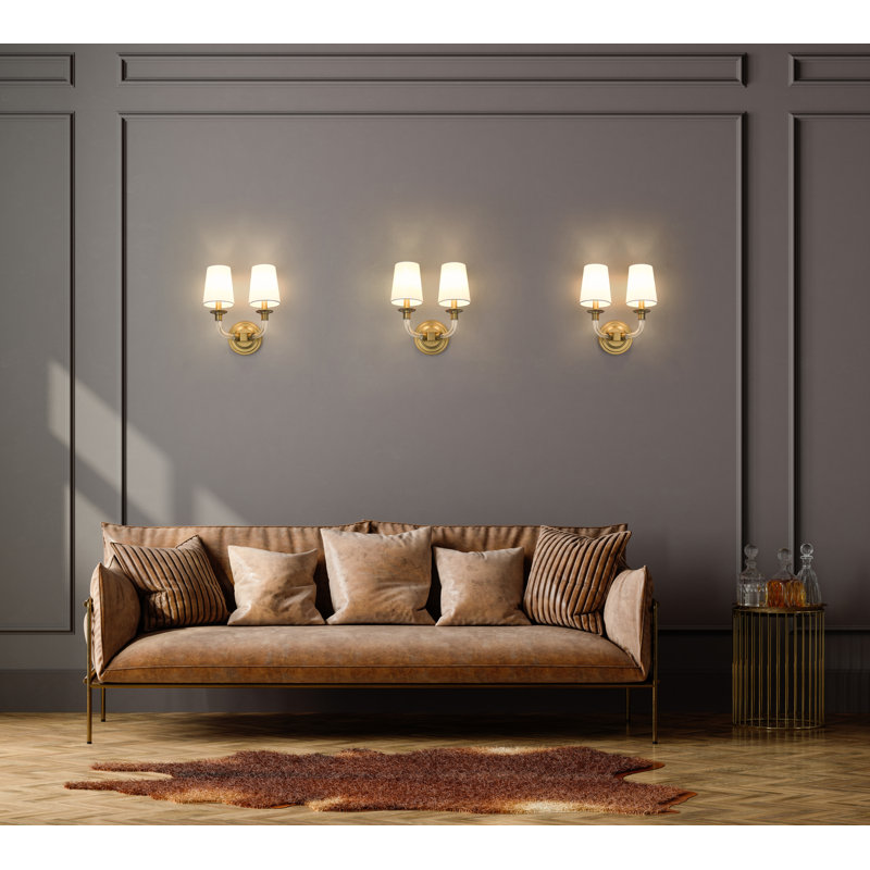 Ain 2 Light Wall Sconce in Brushed Nickel, Brass