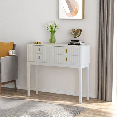 Console moderne en bois massif avec 4 tiroirs