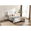 Lit à oreilles tapissier très grand Hayden / très grand lit de 54 po avec tête de lit tapissier / sans lattes de bois / sommier tapissier / très grand lit / toile ivoire texturée / simplicité élégante / assemblage facile-440775011