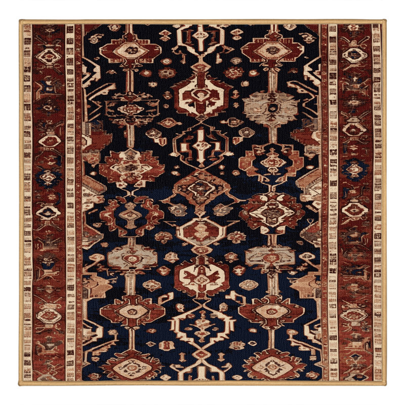 Machine Washable Persian Brown Area Rug, Square 4'