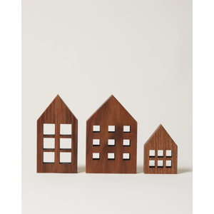 Farmhouse Pottery Crafted Wooden Houses - Walnut - Brownstone | Wayfair