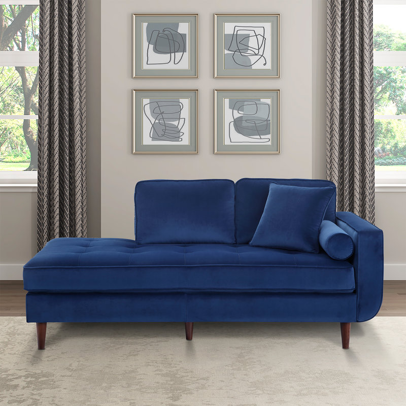 Chaise longue rembourrée Marcellyn, Polyester bleu