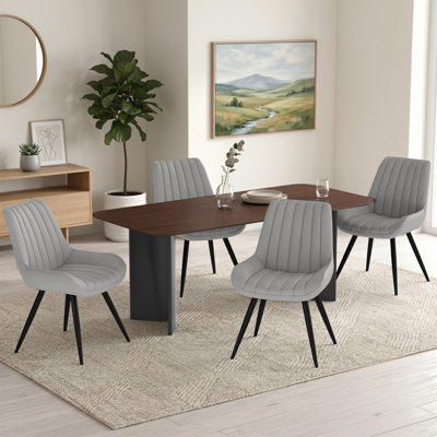 Modern Dining Chairs 54.8*46.9*83.2cm Tech Fabric Upholstery with Stylish Design Sofa-Level Cushioning Pet-Friendly Durable Scratch Resistant for Kitchen Dining Room or Home Office