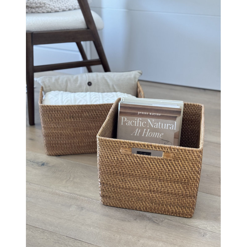Panier en rotin Bavan, Brun miel