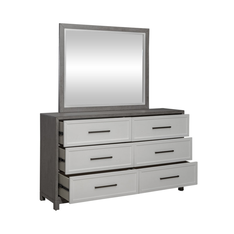 Commode 6 tiroirs et miroir Maddison