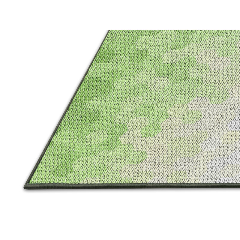 Tapis vert/blanc à motifs, Rectangle 5 pi x 8 pi