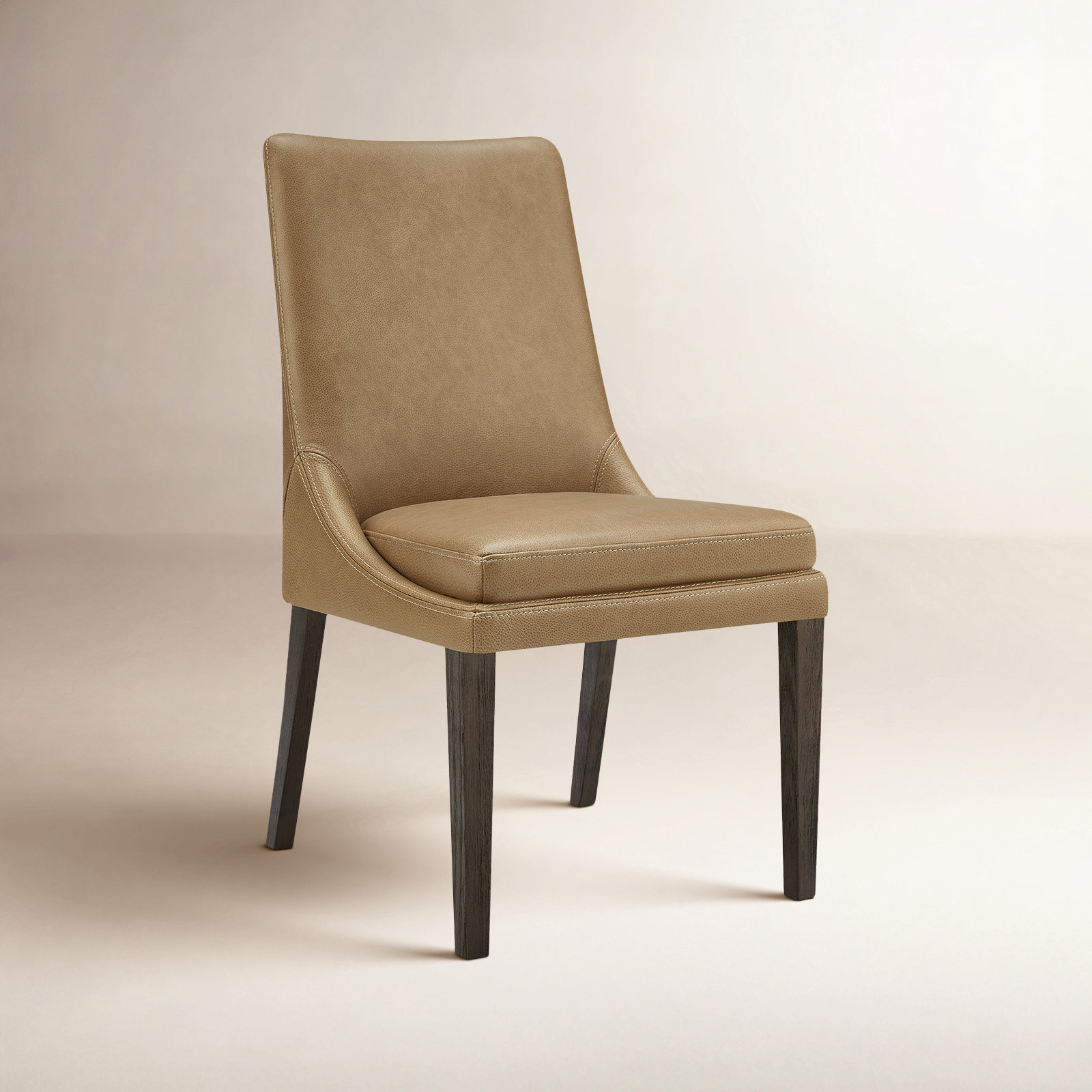 Niara Genuine Leather Parsons Dining Chair, Brown Genuine Leather