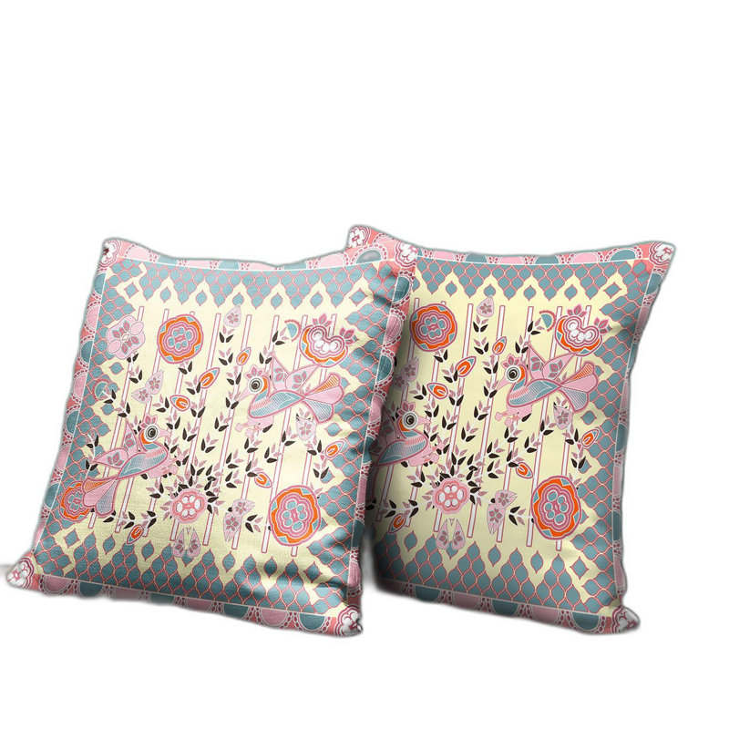 Coussin 18 po x 18 po, Jaune/gris