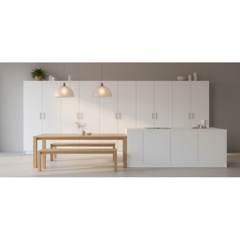 Armoire de rangement polyvalente blanche Modex (ensemble de 5 pièces), Blanc, 70,9 po H x 157,5 po P 15,7 po