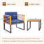 Ensemble de conversation 3 pièces en bois d'acacia de patio avec fauteuils rembourrés