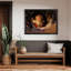 Art mural rétro noir encadré père Noël - Reproduction encadrée de scène de forêt de Noël rustique-1372010361