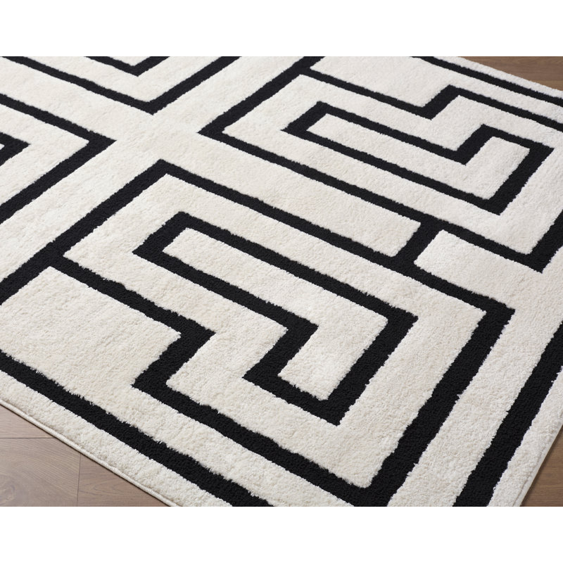 Rachel Zoe X Livabliss The Studio Edit Machine Woven Rug, Black/Beige, Rectangle 7'10" x 10'