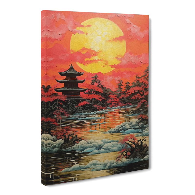 Japanese Sunset Expressionism - No Frame Print, 60cm H x 40cm W x 3cm D