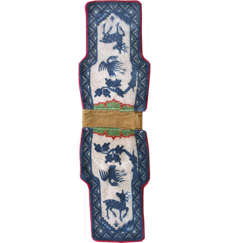 Petit tapis en laine bleu antique ivoire