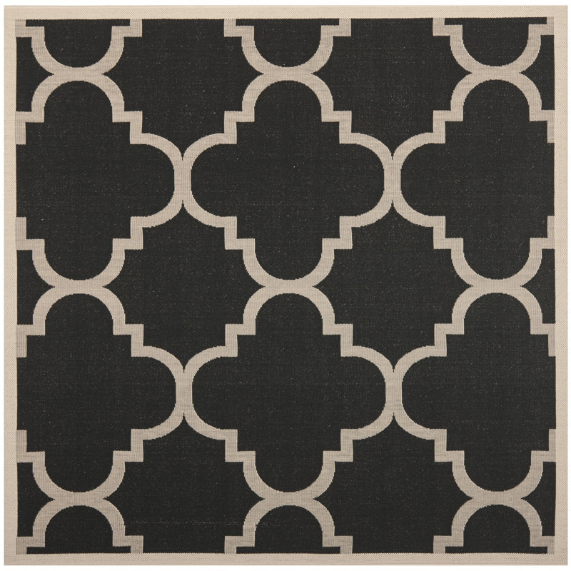 Herefordshire Performance Geometric Indoor/Outdoor Area Rug, Square 4'