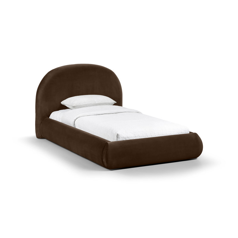 Lit tapissier Kat, Lit simple, Brun