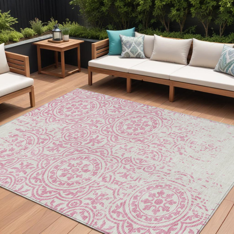 Tapis intérieur lavable 10 pi x 14 pi ivoire Medallion