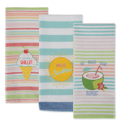Stripe Embroidered Linen Set Kitchen Towel