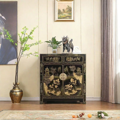 Hand-Painted Cabinet with Two Doors
