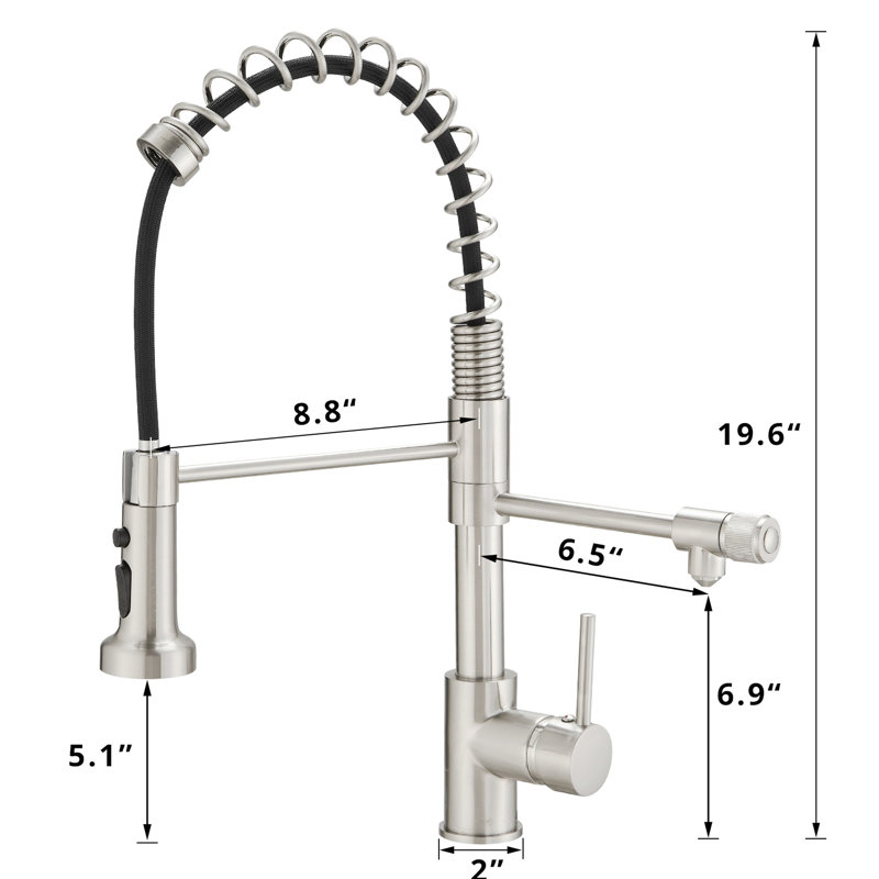 Robinet d'eau potable en nickel brossé pour la cuisine - Purificateur avec robinet rétractable dans les cuisines élégantes