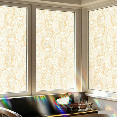 Feuilles colorées autocollant de fenêtre translucide 15,75 po x 39,37 po isolant électrostatique anti-UV en verre de PVC pour le salon de la chambre à coucher, film de fenêtre décoratif étanche à la poussière et réutilisable