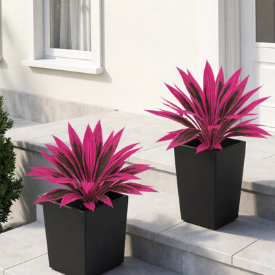 Ensemble de 2 feuilles artificielles Cordyline tropicales de 20 pouces, résistantes aux rayons UV et aux tiges de plantes Dracaena avec un feuillage dégradé mauve pour un patio extérieur