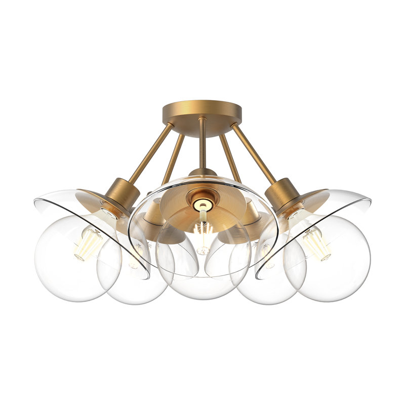 Francesca Glass Semi Flush Mount, Aged Gold