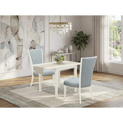 Ensemble de table de salle à manger 3 pièces avec plateau rectangulaire en bois massif Dropleaf