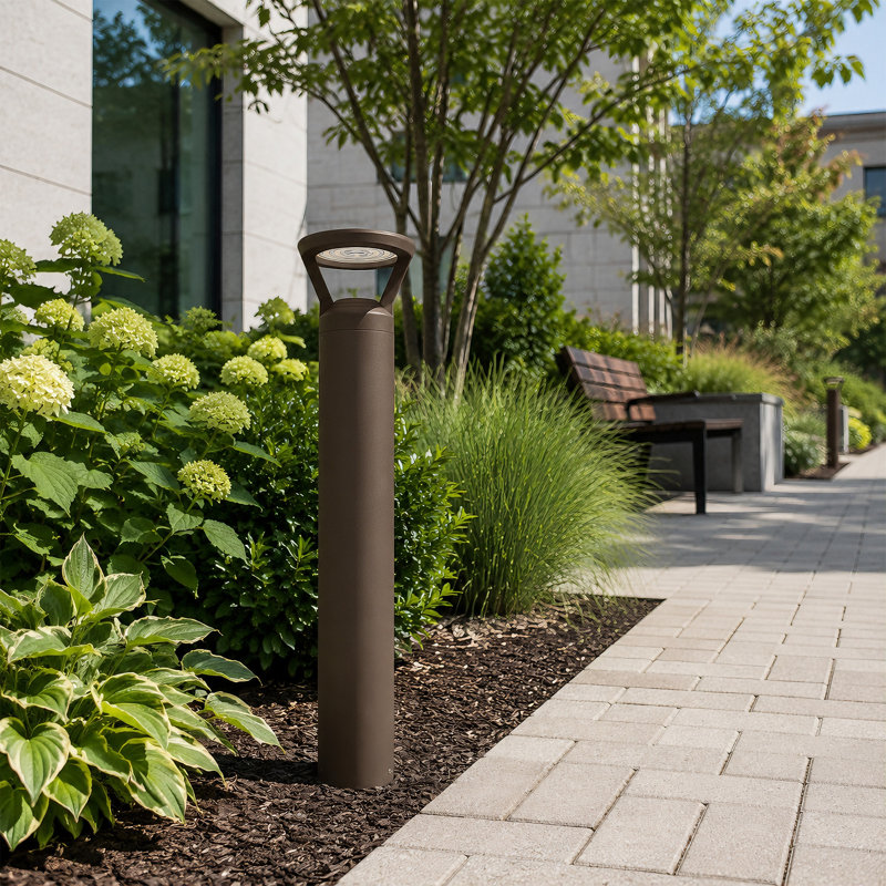 39 in. Bronze Large Mushroom-Head LED Bollard Path Light with Photocell