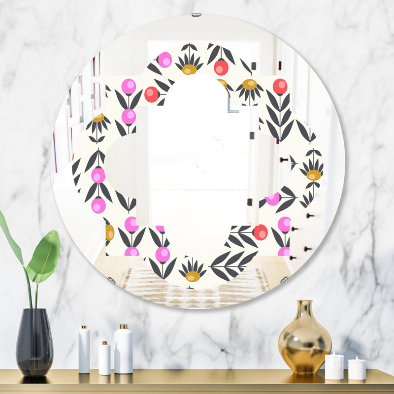 Miroir mural quadrilobe abstract floral design xi campagne, 31,5 po x 23,7 po