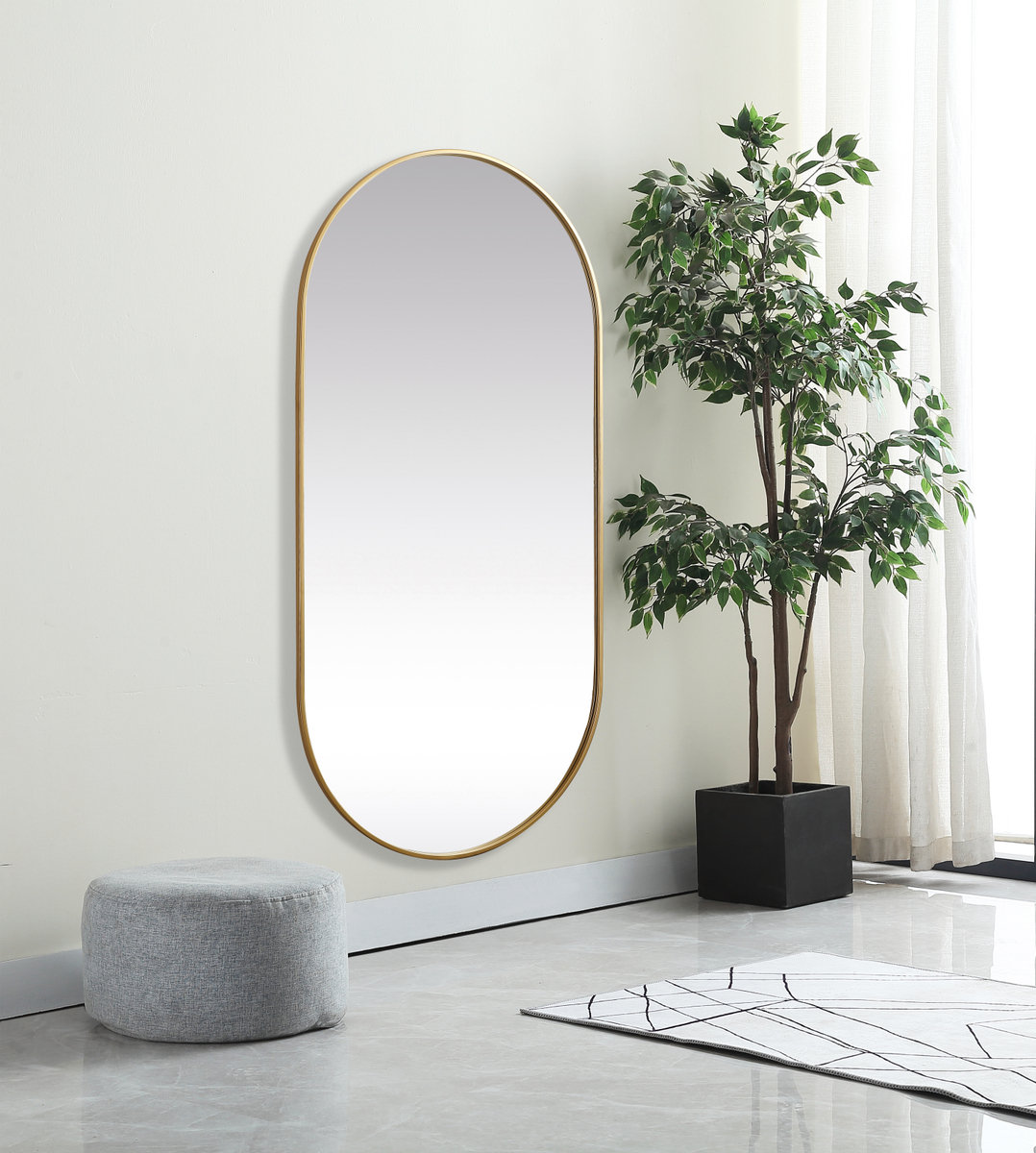 Elington Accent Mirror, Brass, 60"  x 30" 