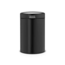 Black Slim 11-Gallon Wastebasket with Silver Flap Lid