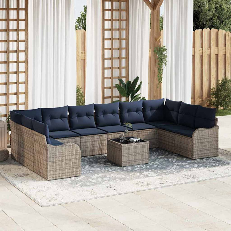 Ensemble de canapé avec coussin vidaXL 11 pièces en polyester gris