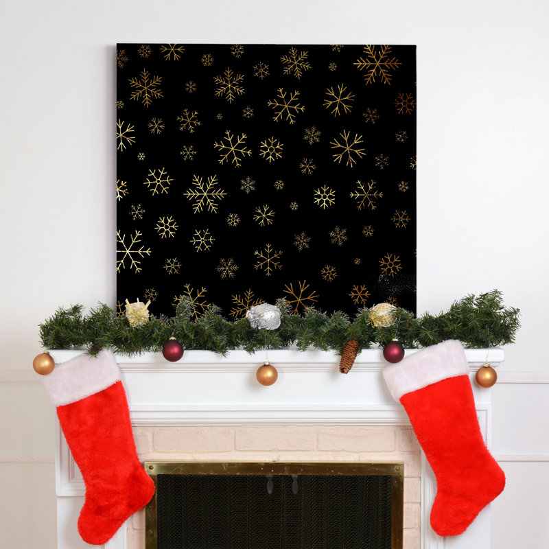 " Black Snowflakes-Premium Gallery Wrapped Canvas - Ready To Hang ", 10" H x 10" W x 2" D