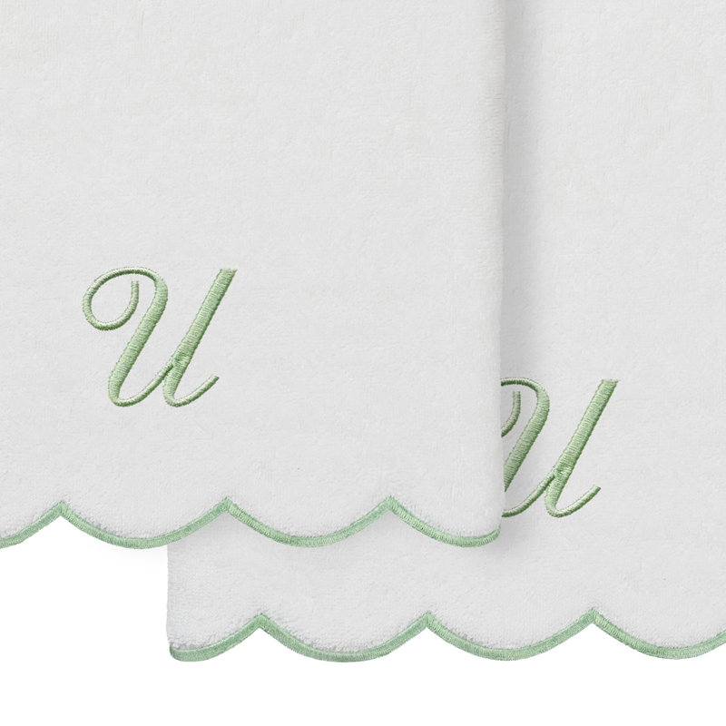  Ensemble de serviettes de bain personnalisables 100% coton turque ADORNIA 2PC, Serviette de bain - paquet de 2, Blanc/vert