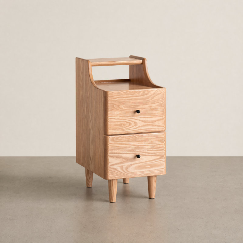 Tables de chevet étroites en chêne massif, H 24,41 po x l 15,75 po x P 11,81 po, Singluar
