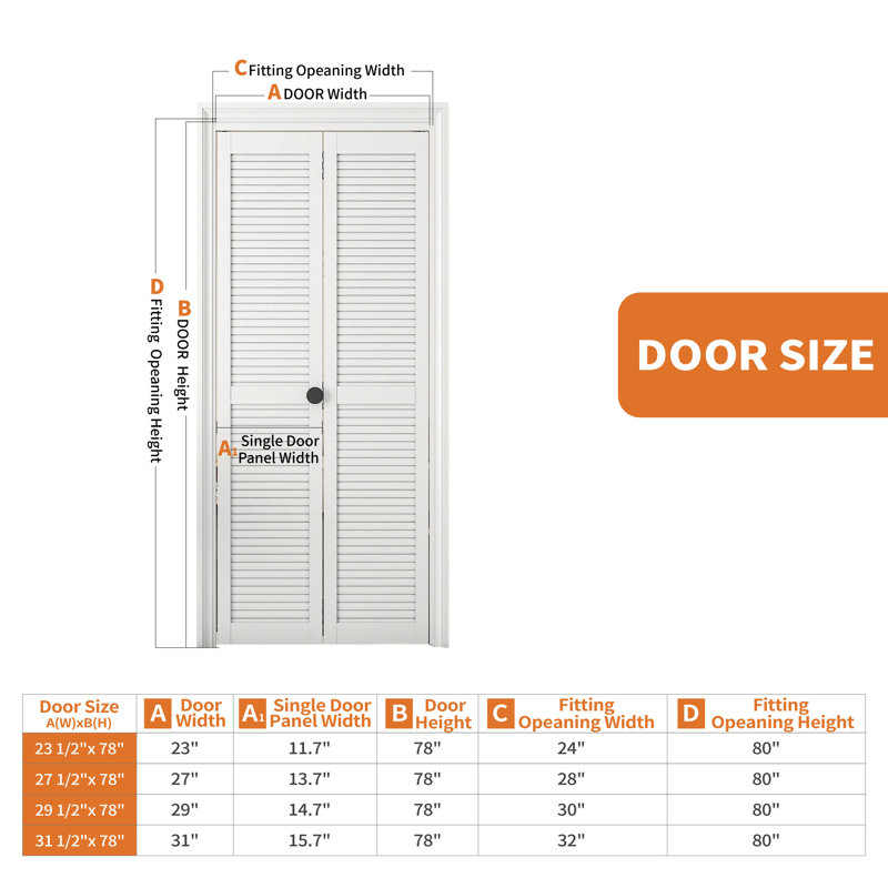 Porte pliante à panneaux à persiennes 30 po x 80 po (double 15 po x 80 po), porte pliante avec quincaillerie incluse, portes à persiennes à accès complet parfaites pour les ouvertures intérieures, blanc