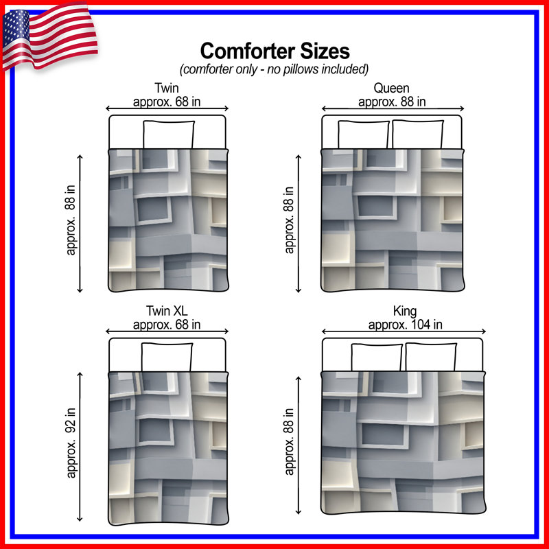 Édredon gris à couches géométriques, King