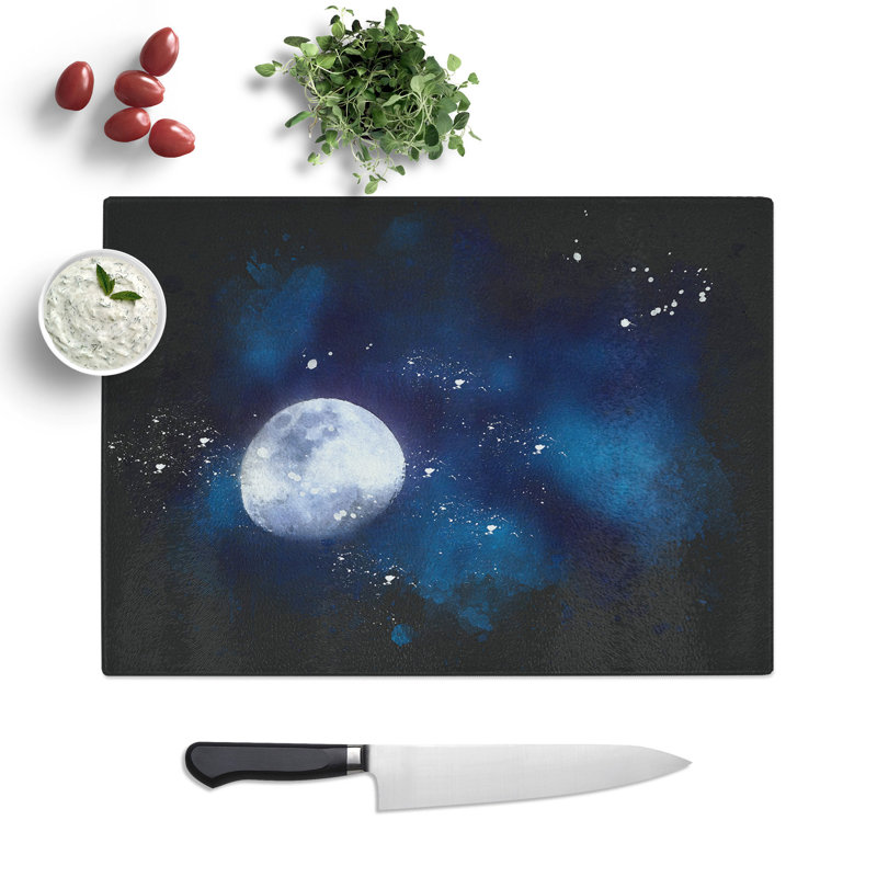 Tempered Glass Shadow Moon Chopping Board, 28.5 cm x 39 cm