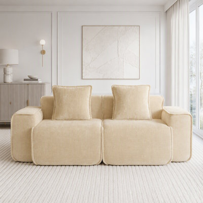 Canapé modulaire en velours désossé avec passepoil français et sans assemblage