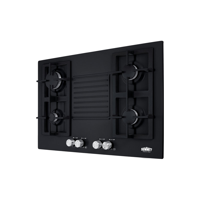 Summit 30" Black Steel 4-Burner Gas Cooktop