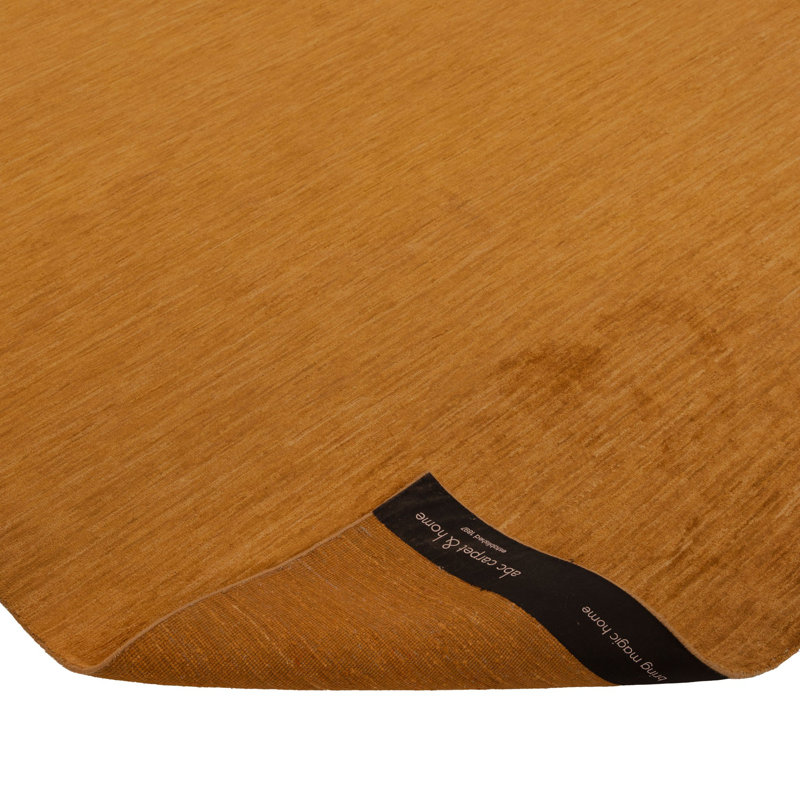 Camel Solid Wool Silk Blend Rug - 6' x 9'