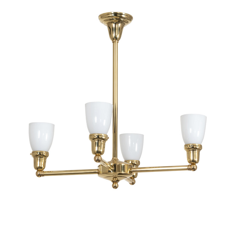 Lustre 4 lumières Revival Oyster Bay, Laiton poli non laqué