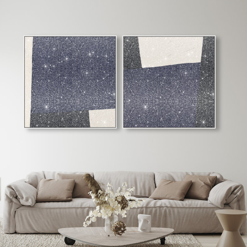 In Blue Set Set by Oliver Gal, 41"H x 41"W, White Floater Frame