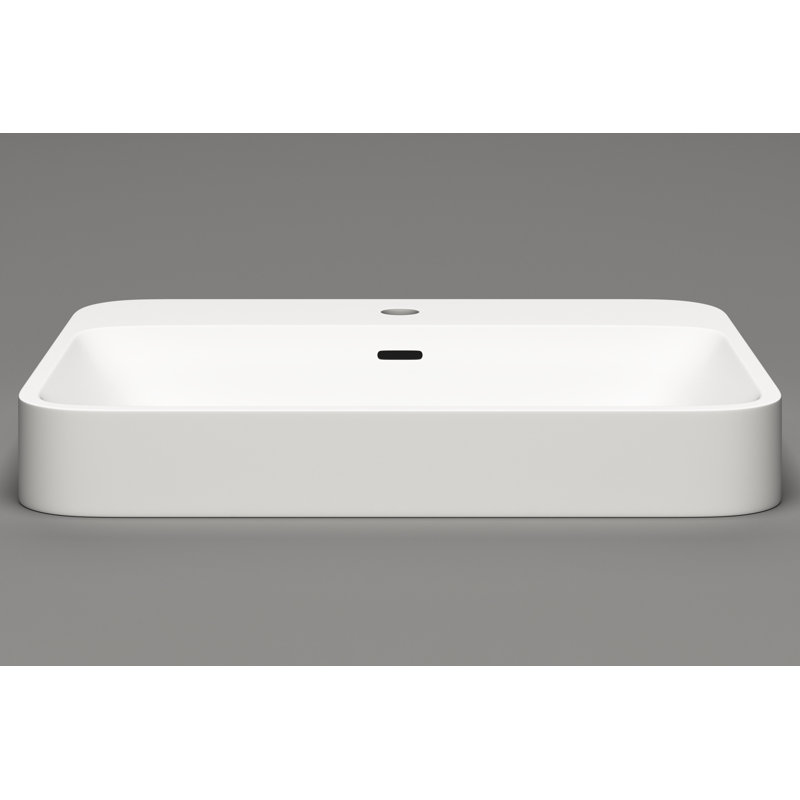 Cantrio ST-2318 23 inch SolidTech Matte White Solid Surface Semi-Recessed Bathroom Sink