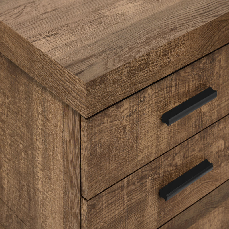 Brown Laminate Contemporary Rolling File Cabinet With Storage Drawers & Printer Stand, Brown