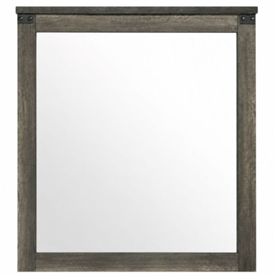 Fatima Gray 38 in. W x 40 in. H Rustic Rectangle Wood Framed Mirror 