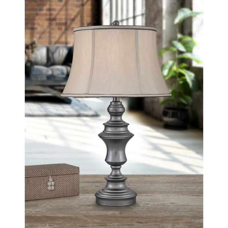 Forza -  28" Gunmetal Touch Switch Table Lamp with USB Ports